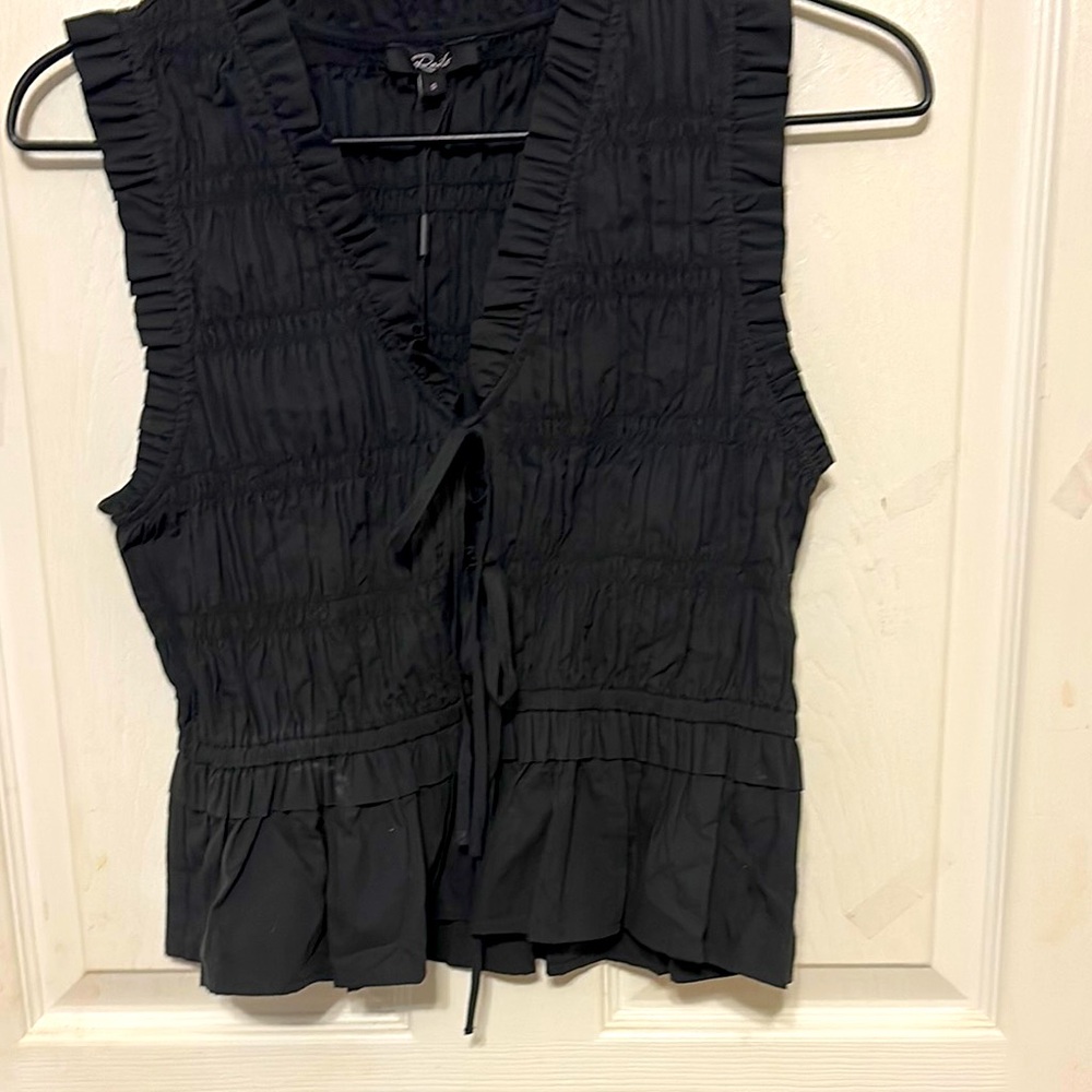 Rails Black Sleeveless Ruffled Tie-Front Top
Sz S